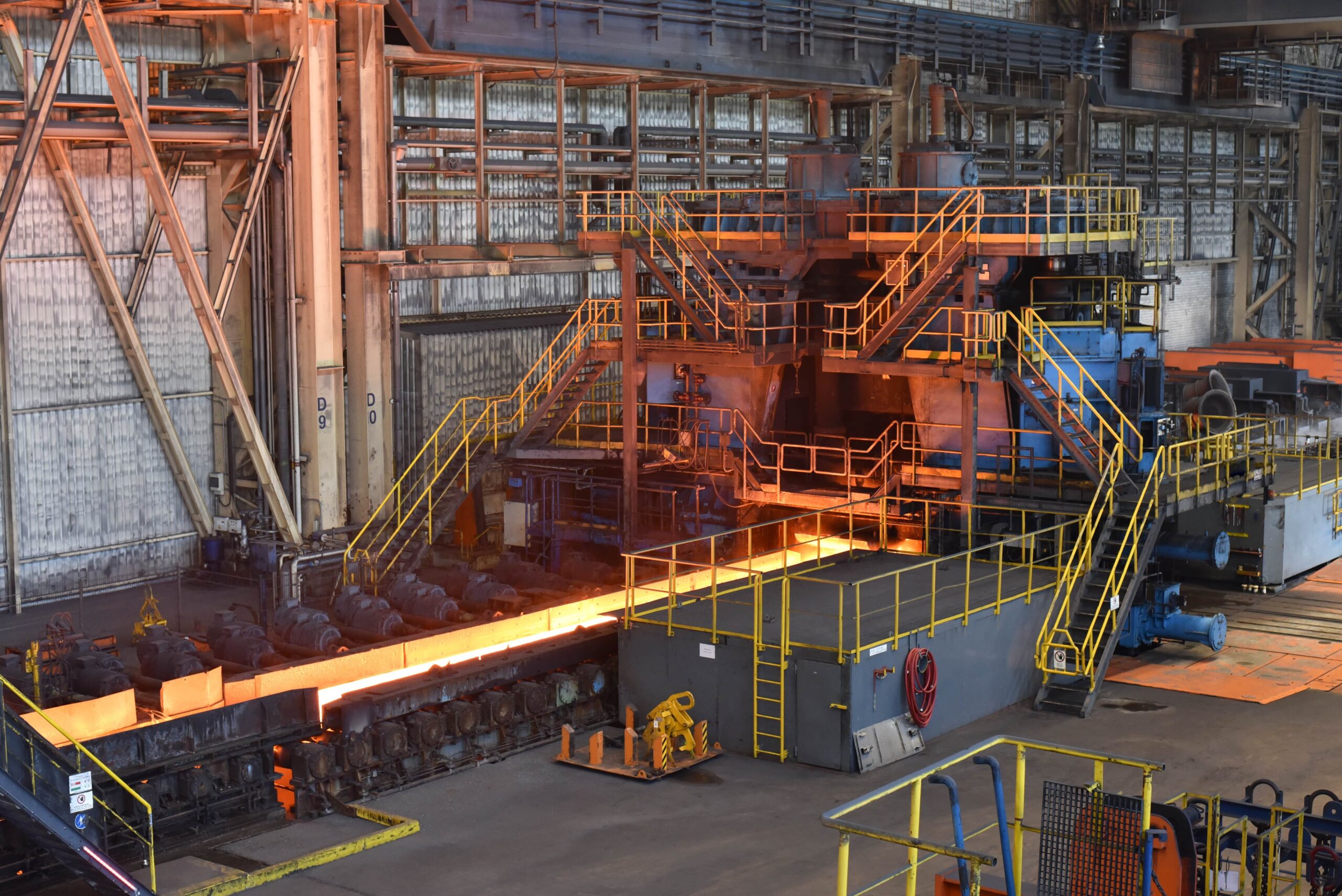 Conveyor belt system in a manufacturing facility.