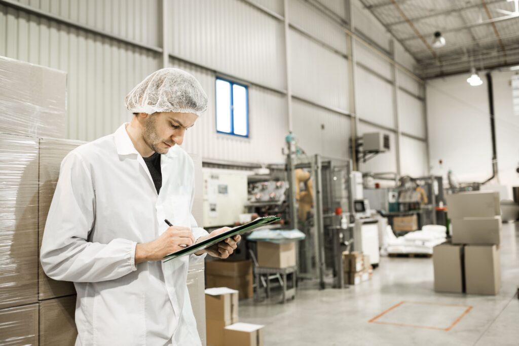 Employee working in a material handling warehouse.